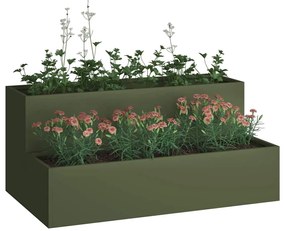 Plantadeira 2-Andares 100x60x45 cm Verde-Azeitado Aço