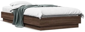 Estrutura de cama com luzes LED 90x190 cm carvalho castanho