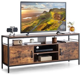 Móvel para TV com Aberta e Armário de Arrumação 147 x 40 x 62 cm Castanho Rústico