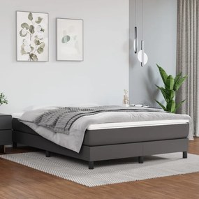 3120698 vidaXL Estrutura de cama com molas 140x190cm couro artificial cinzento