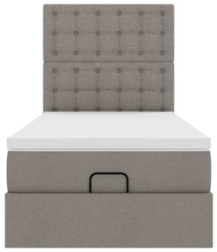 Estrutura de cama otomana com colchão tecido cinzento 100x200cm