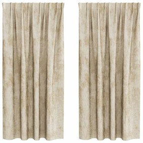 Cortinas de Veludo 2 peças com Ilhós Creme 175x140 cm