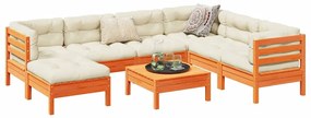 vidaXL 8pcs conj. sofás jardim c/ almofadões pinho maciço castanho mel