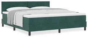Cama Box Spring vidaXL com Colchão Verde Escuro Super King Veludo