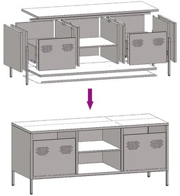 Móvel de TV 101,5x39x43,5 cm aço laminado a frio branco