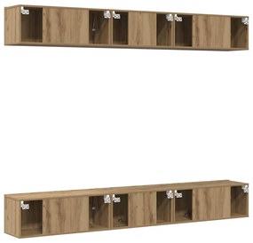 Conjunto de móvel de TV com prateleira 6 pcs carvalho artisiano