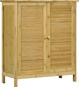 HOMCOM Aparador de Bambu de 2 Portas Aparador Boémio com 2 Prateleiras para Cozinha Entrada 60x27x67,5 cm Madeira | Aosom Portugal
