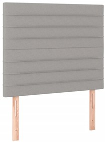 Cama box spring c/ colchão e LED 80x200 cm tecido cinza-claro