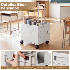 Carrinho de, multifuncional. Compras Dobrável, 50 x 43,5 x 50-94,5 cm, 4 Rodas Giratórias, Branco