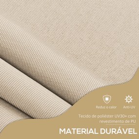 Toldo Manual Retrátil com Manivela 350x120x210-300 cm com Altura Ajustável Impermeável para Jardim Varanda Areia