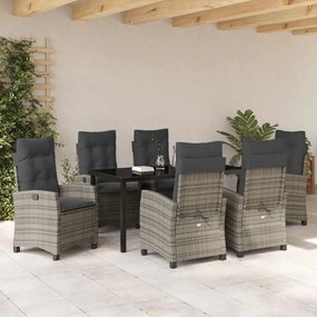 Conjunto de Jantar de Jardim 7 Peças com Almofadas - Rattan Poliéster