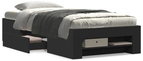 Estrutura de cama 90x200 cm derivados de madeira preto
