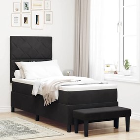 vidaXL Cama Box Spring com Colchão & Banco Preto 80x200 cm Veludo
