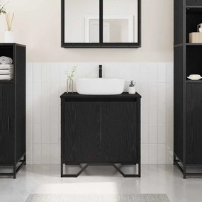 vidaXL Armário para Lavatório de Casa de Banho Carvalho Preto 60x35x60 cm Madeira Engenharia