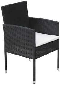 9 pcs conjunto jantar exterior com almofadões vime PE preto