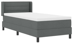 Cama Box Spring com Colchão Cinza Escuro, 90 x 190 cm, Tecido.