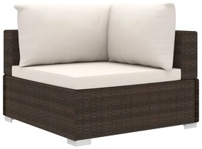 6 pcs conjunto lounge jardim c/ almofadões vime PE castanho