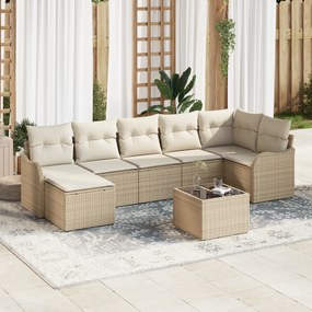 Conjunto de Sofá de Jardim vidaXL 8 Peças com Almofadas em Vime Polímero Marrom