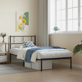 vidaXL Estrutura de cama com cabeceira 90x190 cm metal preto