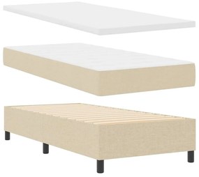 Cama Box com Colchão e LED Creme 100 x 200 cm, Tecido