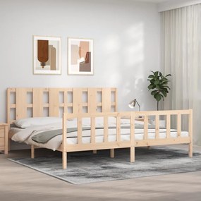 Estrutura de cama com cabeceira 180x200 cm madeira maciça