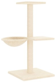 Árvore para gatos c/ postes arranhadores sisal 72 cm cor creme