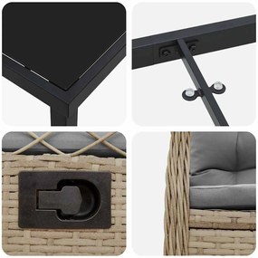 Conjunto de Jantar de Jardim com 7 Peças em Rattan Sintético Bege.
