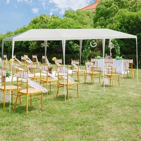 Tenda de jardim 3 x 9 m Impermeável Dobrável Proteção UV para exteriores Resistente com lona de polietileno festas, eventos, feiras branco