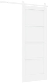 Porta Deslizante com Kit de Componentes Branca 78x202 cm Madeira Sólid
