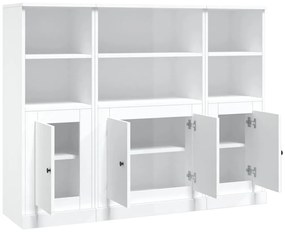 Aparadores altos 3 pcs derivados de madeira branco brilhante