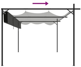 Pérgola com toldo retrátil 395x292x230 cm cor antracite