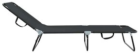 Espreguiçadeira Dobrável 2 pcs Portátil Preta 600D Tecido Oxford