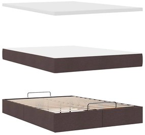 Estrutura cama otomana colchão 140x200cm tecido castanho escuro