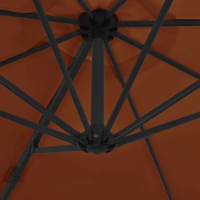 Guarda-sol cantilever com poste de aço 300 cm terracota