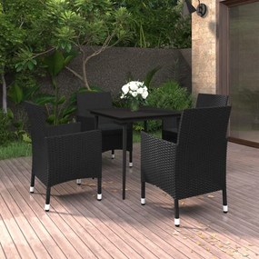vidaXL 5 pcs conjunto de jantar p/ jardim c/almofadões vime PE e vidro