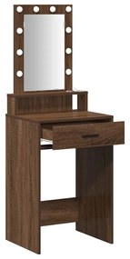 Mesa de Maquiagem vidaXL com Luzes LED Castanho Carvalho 50x41x140 cm