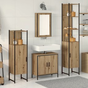 vidaXL Conjunto de Mobiliário para Banheiro de 4 Peças em Carvalho Artisan e Madeira Derivada