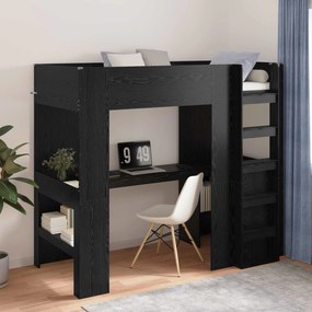 vidaXL Estrutura de Cama Loft com Mesa Carvalho Preto 80 x 200 cm