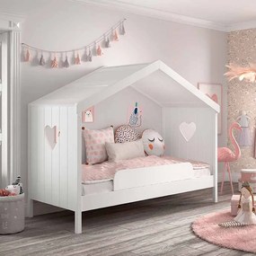 Cama infantil Coleção AMORI House 90x200cm + Estrado + Grade segurança Branca