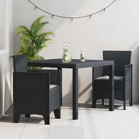 vidaXL Conjunto de Jantar de Jardim 3 pcs Antracite 100 x 100 x 73 cm