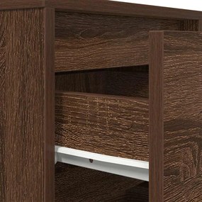 Mesa de cabeceira com luzes LED 38x34x50 cm carvalho castanho
