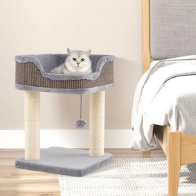 Arranhador para gatos 38 x 38 x 51 cm com assento grande em pelúcia, móveis para gatos, árvore para trepar cinza.