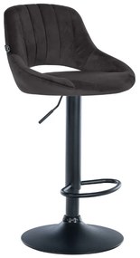 Banco alto Milet em veludo com estrutura preta 85-106 x 47 x 48 cm Preto