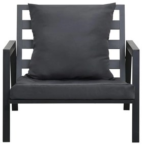 5 pcs conjunto lounge jardim + almofadões alumínio cinza-escuro