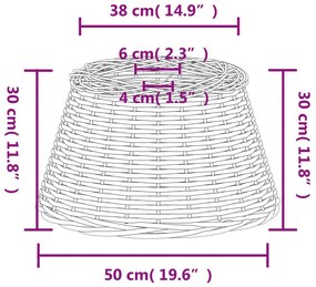 Abajur de teto Ø50x30 cm vime castanho