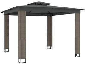 Gazebo com telhado duplo 2,94x2,94 m aço antracite