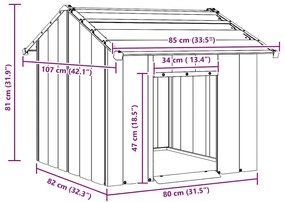 Casota para cães com telhado 85x107x81 cm aço galvanizado