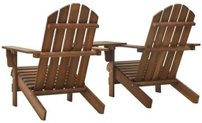 Cadeiras jardim Adirondack + mesa centro madeira abeto castanho
