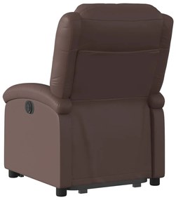 Poltrona reclinável elevatória couro artificial castanho