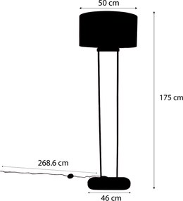Candeeiro de pé preto com abajur oval preto 50cm - Thijmen